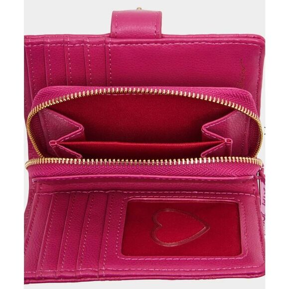 NWT~BETSEY JOHNSON Hot Pink Skulls & Roses Wallet - Picture 8 of 10
